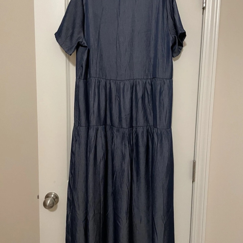 Stylish Blue Button-Up Dress - Picture 2 of 4